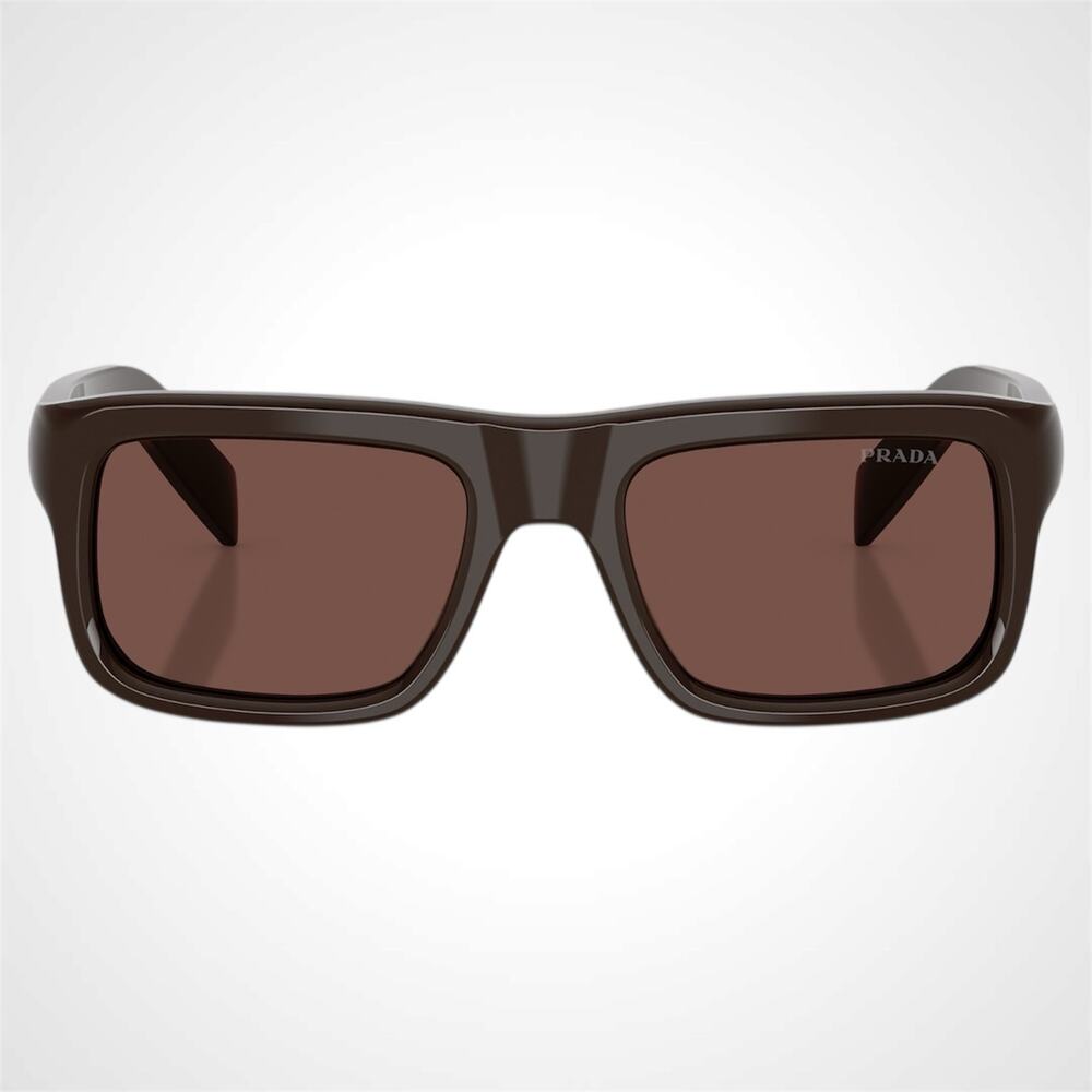 New PRADA Sunglasses Brown Rectangle Black Chocolate Lens Men 54mm - Picture 2 of 6